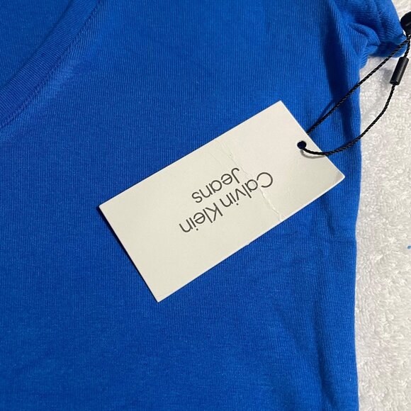 Calvin Klein Jeans Women's Cap-Sleeve V-Neck Bodysuit - Blue, Size XS, NWT - Picture 7 of 12